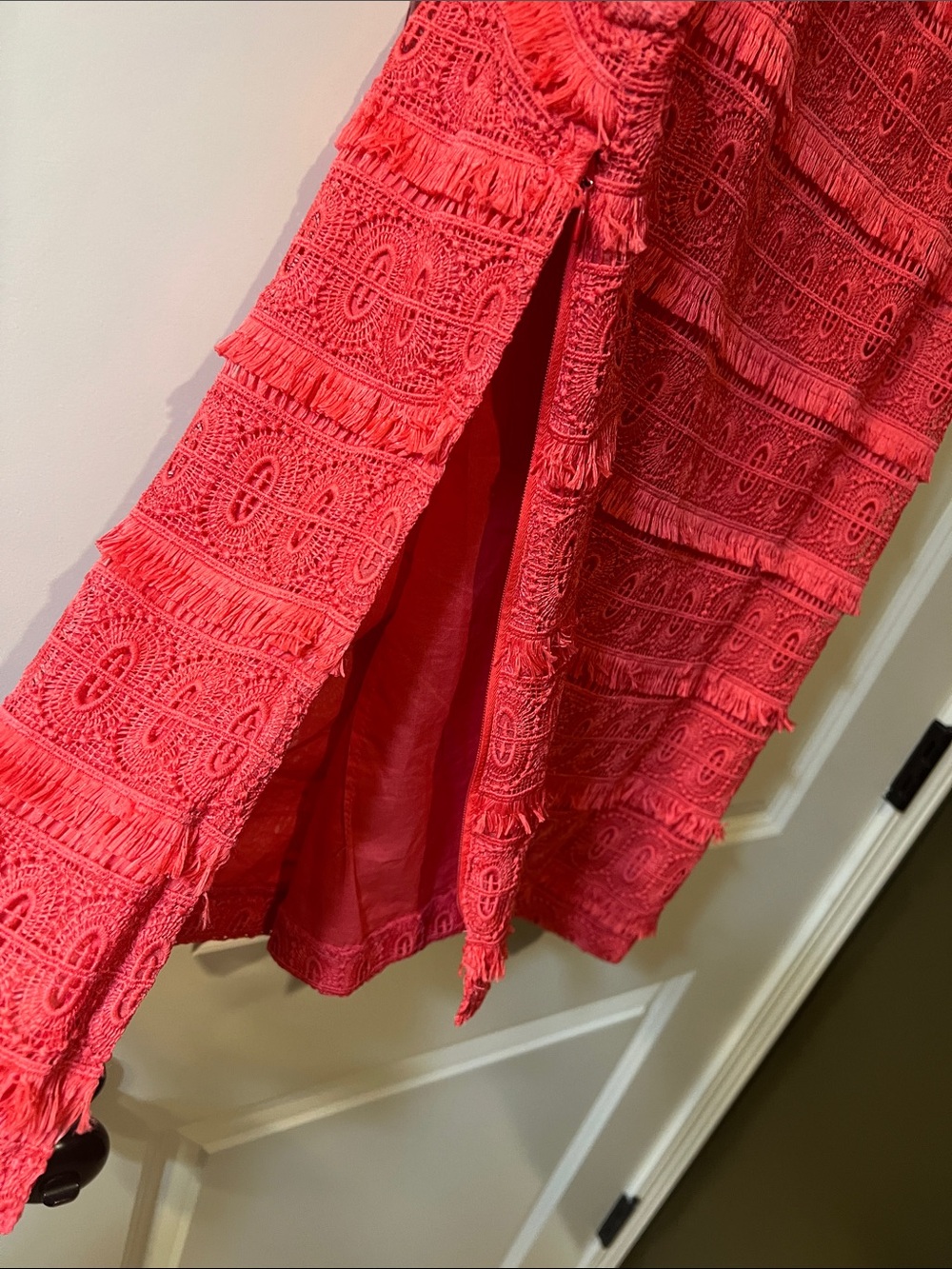 GORGEOUS!!!!! Talbots Coral-Red Fringe Textured Sleeveless Top H041 - Picture 5 of 9